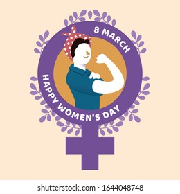 Vector design for women's day with feminist symbol. Happy women's day, 8 march
