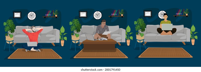 Vector design of working from home during the coronavirus pandemic