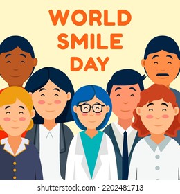vector design worl smile day with a group of people smiling