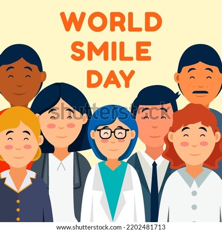 vector design worl smile day with a group of people smiling