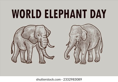 diseño de vectores para el Día Mundial del Elefante es un evento anual internacional el 12 de agosto, dedicado a la preservación y protección de los elefantes del mundo