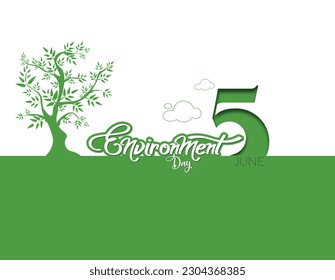 Vector Design for World Environment Day, 5 June with creative typography and nature related elements 