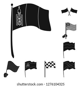 Vector design of world and flag icon. Collection of world and ribbon stock symbol for web.
