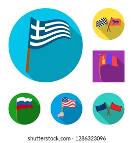 Vector design of world and flag icon. Set of world and ribbon vector icon for stock.