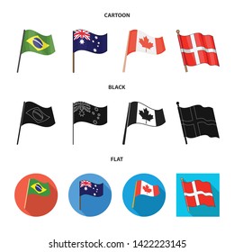 Vector design of world and flag icon. Set of world and ribbon vector icon for stock.