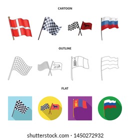 Vector design of world and flag icon. Set of world and ribbon stock symbol for web.