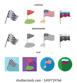 Vector design of world and flag icon. Collection of world and ribbon vector icon for stock.