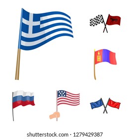 Vector design of world and flag logo. Set of world and ribbon vector icon for stock.