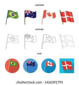 Vector design of world and flag logo. Set of world and ribbon vector icon for stock.