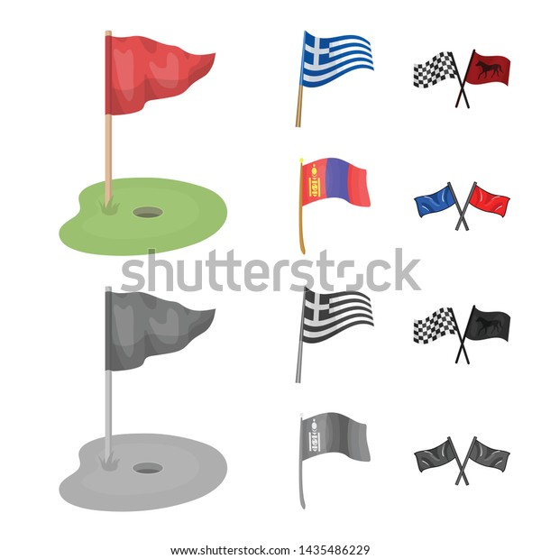 Vector design of world and flag logo.\
Collection of world and ribbon stock symbol for\
web.