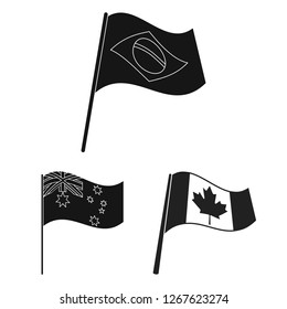 Vector design of world and flag sign. Set of world and ribbon stock symbol for web.