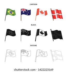 Vector design of world and flag sign. Set of world and ribbon stock symbol for web.