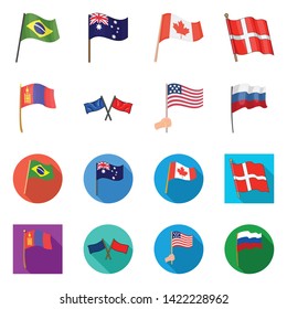 Vector design of world and flag sign. Set of world and ribbon vector icon for stock.
