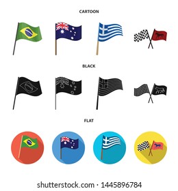 Vector design of world and flag sign. Set of world and ribbon stock vector illustration.