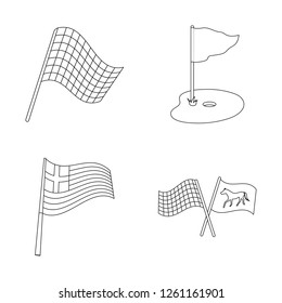 Vector design of world and flag symbol. Collection of world and ribbon stock symbol for web.