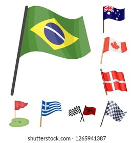 Vector design of world and flag symbol. Set of world and ribbon stock vector illustration.