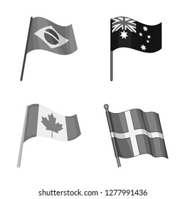 Vector design of world and flag symbol. Set of world and ribbon stock vector illustration.