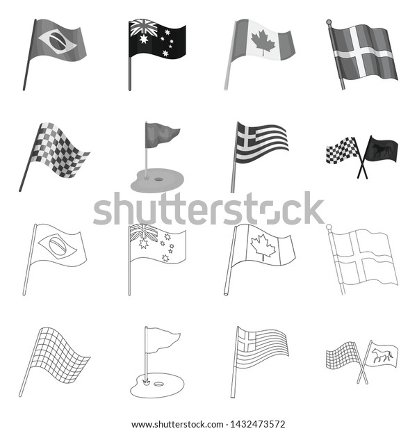 Vector design of world and flag symbol.\
Set of world and ribbon stock symbol for\
web.