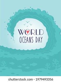 Vector design for World Ocean Day.
A holiday dedicated to the protection and preservation of the world's oceans, water and ecosystems.