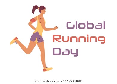 Vector design for World Running Day 2 June. A holiday designed to attract people to jogging - as one of the simplest and most accessible sports that contribute to maintaining a healthy lifestyle.