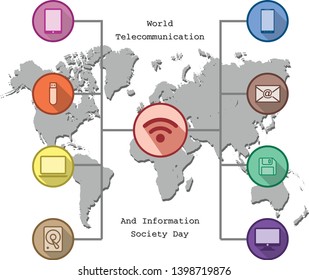 Vector Design for World Telecommunication and Information Society Day with icon