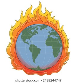 Vector design of the world under the effects of global warming