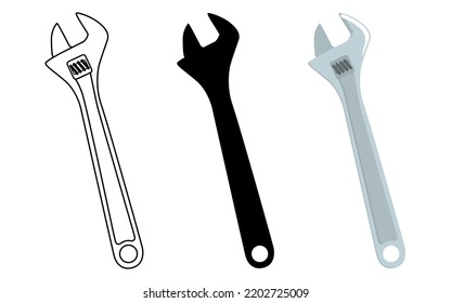 vector design of wrench set, flat design of wrench set
