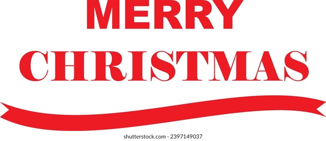 Vektordesign des Schreibens fröhlicher Weihnachten mit rotem Band. Vektorgrafik-Design