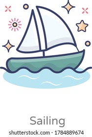 Vector design of yacht, editable icon of watercraft 