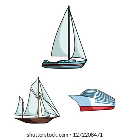 Vector design of yacht and ship logo. Set of yacht and cruise stock symbol for web.