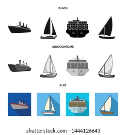 Vector design of yacht and ship logo. Collection of yacht and cruise stock symbol for web.