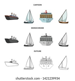 Vector design of yacht and ship sign. Set of yacht and cruise vector icon for stock.