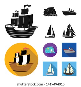 Vector design of yacht and ship symbol. Collection of yacht and cruise vector icon for stock.