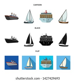 Vector design of yacht and ship symbol. Collection of yacht and cruise vector icon for stock.