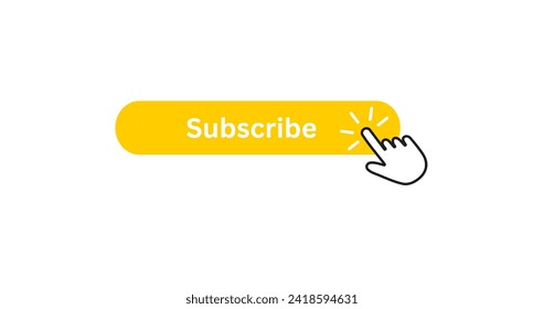 Vector design of a yellow button with word subscribe 