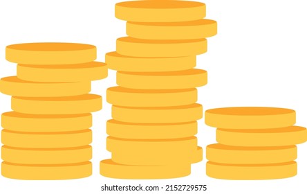 A vector design of yellow coins banknote on a  white background