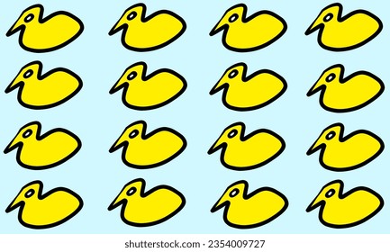 Vector design of yellow duck pattern isolated on blue background.