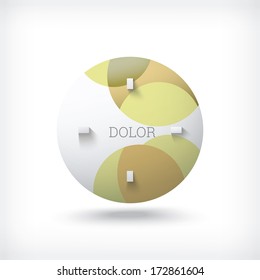 Vector design. Yellow edition of an abstract minimal clockc composition with circular retro style pastel decoration for interieur design, printed brochure for digit graphics