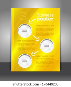 Vector design yellow flyer with place for image, magazine cover, poster template 