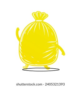 Diseño vectorial de una bolsa de basura amarilla 