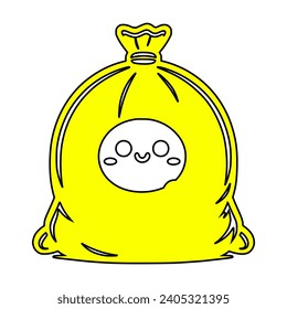 Vector design of a yellow garbage bag 