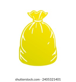 Vector design of a yellow garbage bag 