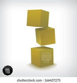 Vector design. Yellow gold edition of a cool abstract geometric scalable 3d composition concept of three cubes for navigation, display, website or infographics, and brochure eps10 illustration 