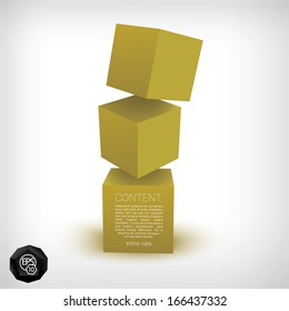 Vector design. Yellow - gold edition of a cool abstract geometric scalable 3d composition concept of three cubes for navigation, display, website or infographics, and brochure eps10 illustration 