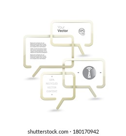 Vector design. Yellow & white & ivory edition of an abstract geometric colorful 3d bubble speech infographics illustration for web, print, infochart or brochure graphics element