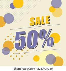 Vector design yellow, white and purple circles banners for big sale and discounts with retro template colors. Discount banner on a red background with yellow, white and purple circles digital banner