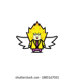 Vector design of yellow winged male mascot