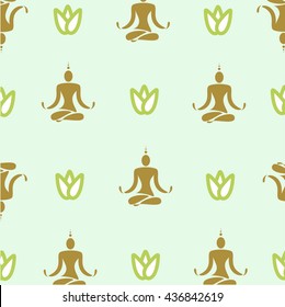 Vector design yoga pose pattern. Oriental theme yogi.