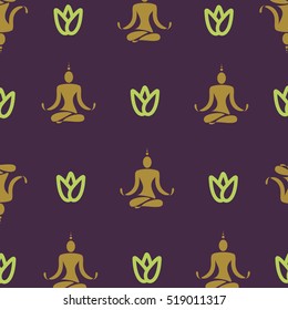 Vector design yoga pose pattern. Oriental theme yogi background image.