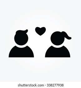 Vector design for young couple, card or poster with profile pictures pictograms man and woman